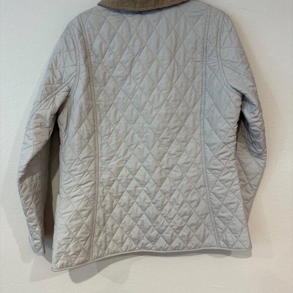 Cream Quilted Jacket w/ Corduroy Collar | Barbour | Sz 10 Women's - Picture 3 of 6